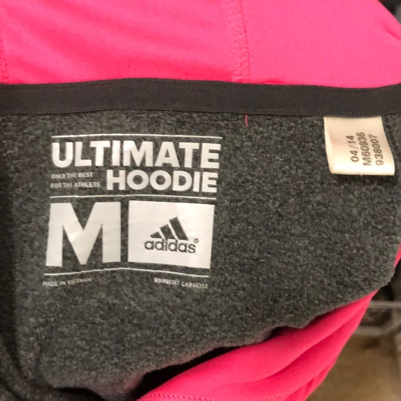 Grey & Pink Adidas Ultimate Hoodie w/ thumb holes - Picture 4 of 4